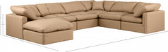 Meridian Furniture - Indulge 140" Vegan Leather Upholstered 7 Piece Modular Sectional - 146Tan-Sec7A - GreatFurnitureDeal