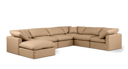 Meridian Furniture - Indulge 140" Vegan Leather Upholstered 7 Piece Modular Sectional - 146Tan-Sec7A - GreatFurnitureDeal