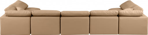 Meridian Furniture - Indulge 175" Vegan Leather Upholstered 7 Piece Modular Sectional - 146Tan-Sec7B - GreatFurnitureDeal