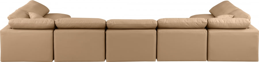 Meridian Furniture - Indulge 175" Vegan Leather Upholstered 7 Piece Modular Sectional - 146Tan-Sec7B - GreatFurnitureDeal