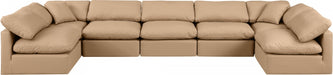Meridian Furniture - Indulge 175" Vegan Leather Upholstered 7 Piece Modular Sectional - 146Tan-Sec7B - GreatFurnitureDeal