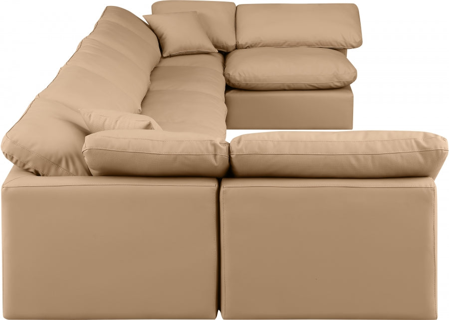 Meridian Furniture - Indulge 175" Vegan Leather Upholstered 7 Piece Modular Sectional - 146Tan-Sec7B - GreatFurnitureDeal