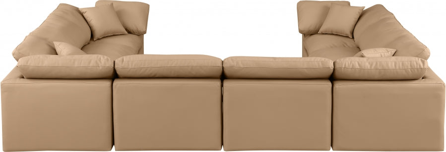 Meridian Furniture - Indulge 140" Vegan Leather Upholstered 8 Piece Modular Sectional - 146Tan-Sec8A - GreatFurnitureDeal