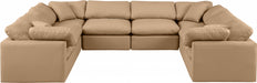 Meridian Furniture - Indulge 140" Vegan Leather Upholstered 8 Piece Modular Sectional - 146Tan-Sec8A - GreatFurnitureDeal
