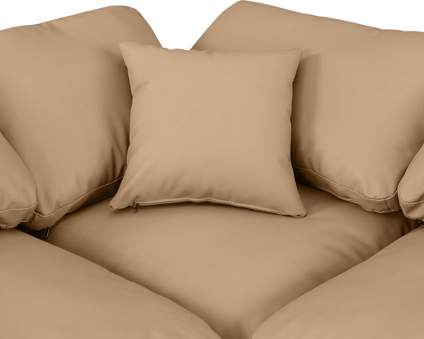 Meridian Furniture - Indulge 140" Vegan Leather Upholstered 8 Piece Modular Sectional - 146Tan-Sec8A - GreatFurnitureDeal