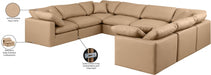 Meridian Furniture - Indulge 140" Vegan Leather Upholstered 8 Piece Modular Sectional - 146Tan-Sec8A - GreatFurnitureDeal