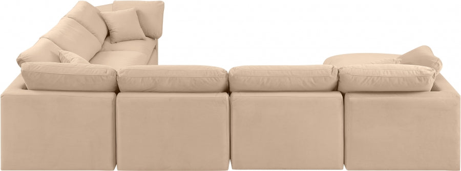 Meridian Furniture - Indulge 140" Velvet Upholstered 7 Piece Modular Sectional - 147Beige-Sec7A - GreatFurnitureDeal