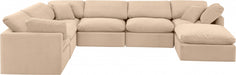 Meridian Furniture - Indulge 140" Velvet Upholstered 7 Piece Modular Sectional - 147Beige-Sec7A - GreatFurnitureDeal
