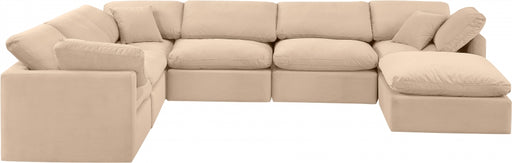 Meridian Furniture - Indulge 140" Velvet Upholstered 7 Piece Modular Sectional - 147Beige-Sec7A - GreatFurnitureDeal