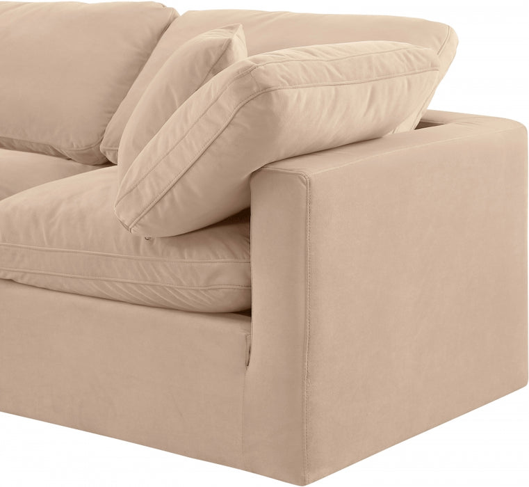 Meridian Furniture - Indulge 140" Velvet Upholstered 7 Piece Modular Sectional - 147Beige-Sec7A - GreatFurnitureDeal