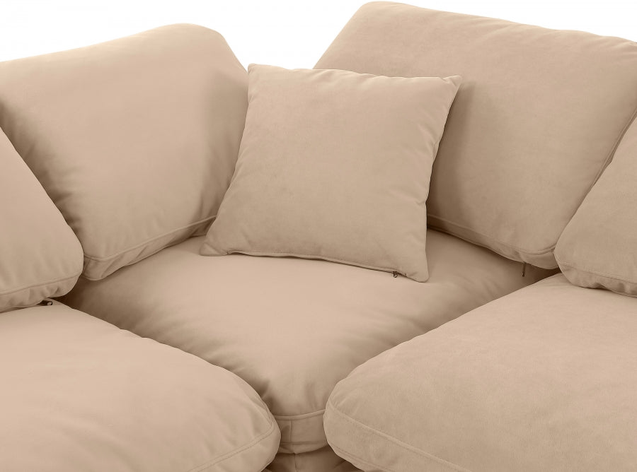 Meridian Furniture - Indulge 140" Velvet Upholstered 7 Piece Modular Sectional - 147Beige-Sec7A - GreatFurnitureDeal