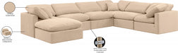 Meridian Furniture - Indulge 140" Velvet Upholstered 7 Piece Modular Sectional - 147Beige-Sec7A - GreatFurnitureDeal