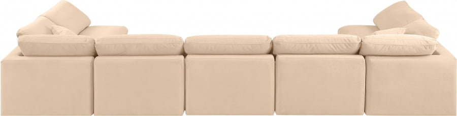 Meridian Furniture - Indulge 175" Velvet Upholstered 7 Piece Modular Sectional - 147Beige-Sec7B - GreatFurnitureDeal