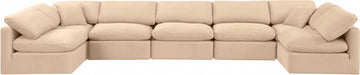 Meridian Furniture - Indulge 175" Velvet Upholstered 7 Piece Modular Sectional - 147Beige-Sec7B - GreatFurnitureDeal