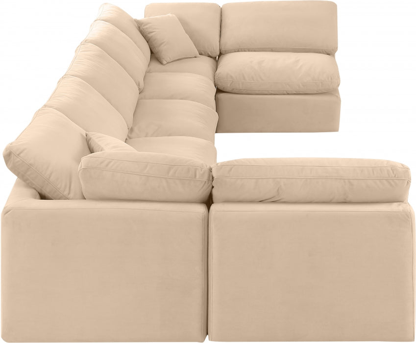 Meridian Furniture - Indulge 175" Velvet Upholstered 7 Piece Modular Sectional - 147Beige-Sec7B - GreatFurnitureDeal
