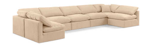 Meridian Furniture - Indulge 175" Velvet Upholstered 7 Piece Modular Sectional - 147Beige-Sec7B - GreatFurnitureDeal
