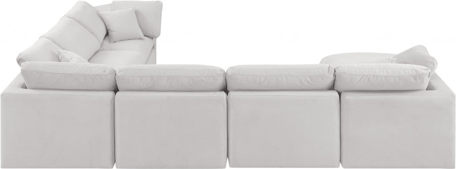 Meridian Furniture - Indulge 140" Velvet Upholstered 7 Piece Modular Sectional - 147Cream-Sec7A - GreatFurnitureDeal