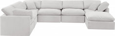 Meridian Furniture - Indulge 140" Velvet Upholstered 7 Piece Modular Sectional - 147Cream-Sec7A - GreatFurnitureDeal
