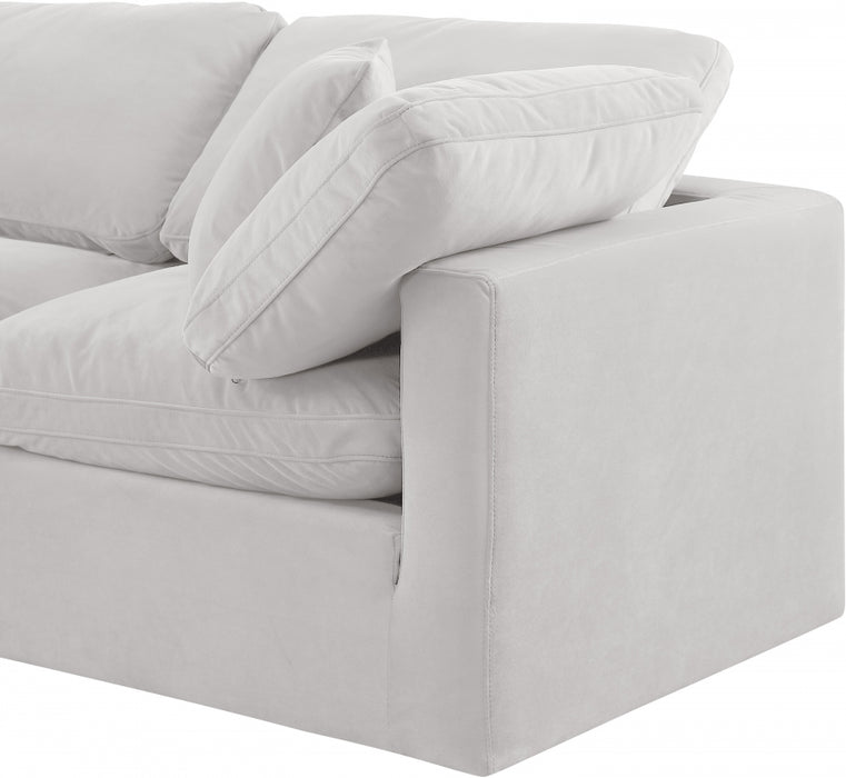 Meridian Furniture - Indulge 140" Velvet Upholstered 7 Piece Modular Sectional - 147Cream-Sec7A - GreatFurnitureDeal