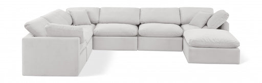 Meridian Furniture - Indulge 140" Velvet Upholstered 7 Piece Modular Sectional - 147Cream-Sec7A - GreatFurnitureDeal