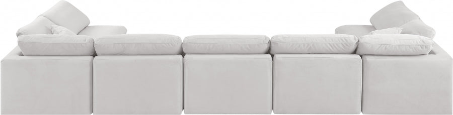 Meridian Furniture - Indulge 175" Velvet Upholstered 7 Piece Modular Sectional - 147Cream-Sec7B - GreatFurnitureDeal