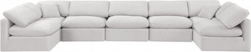Meridian Furniture - Indulge 175" Velvet Upholstered 7 Piece Modular Sectional - 147Cream-Sec7B - GreatFurnitureDeal