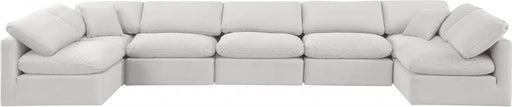 Meridian Furniture - Indulge 175" Velvet Upholstered 7 Piece Modular Sectional - 147Cream-Sec7B - GreatFurnitureDeal