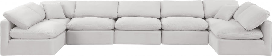 Meridian Furniture - Indulge 175" Velvet Upholstered 7 Piece Modular Sectional - 147Cream-Sec7B - GreatFurnitureDeal