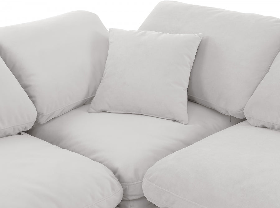 Meridian Furniture - Indulge 175" Velvet Upholstered 7 Piece Modular Sectional - 147Cream-Sec7B - GreatFurnitureDeal