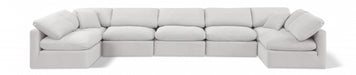 Meridian Furniture - Indulge 175" Velvet Upholstered 7 Piece Modular Sectional - 147Cream-Sec7B - GreatFurnitureDeal