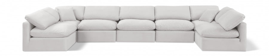 Meridian Furniture - Indulge 175" Velvet Upholstered 7 Piece Modular Sectional - 147Cream-Sec7B - GreatFurnitureDeal