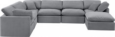 Meridian Furniture - Indulge 140" Velvet Upholstered 7 Piece Modular Sectional - 147Grey-Sec7A - GreatFurnitureDeal
