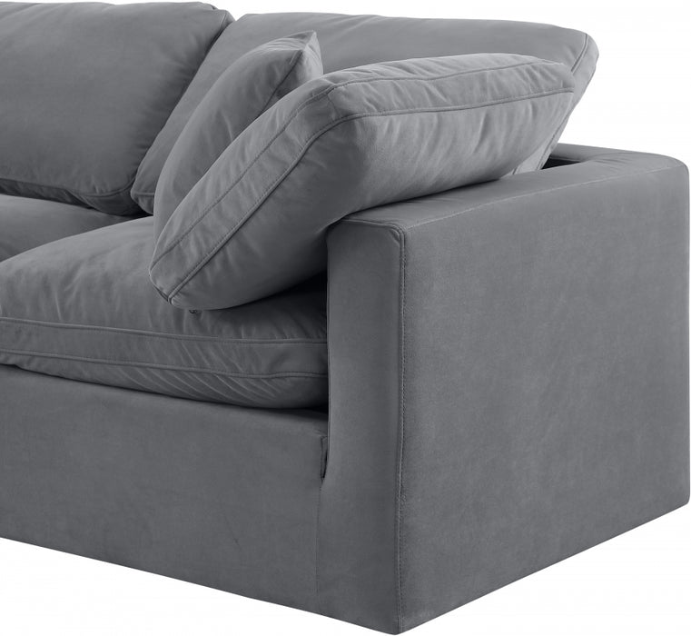 Meridian Furniture - Indulge 140" Velvet Upholstered 7 Piece Modular Sectional - 147Grey-Sec7A - GreatFurnitureDeal