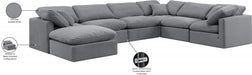 Meridian Furniture - Indulge 140" Velvet Upholstered 7 Piece Modular Sectional - 147Grey-Sec7A - GreatFurnitureDeal