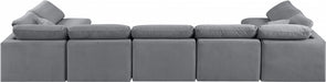 Meridian Furniture - Indulge 175" Velvet Upholstered 7 Piece Modular Sectional - 147Grey-Sec7B - GreatFurnitureDeal