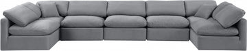 Meridian Furniture - Indulge 175" Velvet Upholstered 7 Piece Modular Sectional - 147Grey-Sec7B - GreatFurnitureDeal