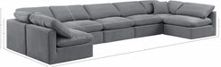 Meridian Furniture - Indulge 175" Velvet Upholstered 7 Piece Modular Sectional - 147Grey-Sec7B - GreatFurnitureDeal