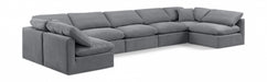 Meridian Furniture - Indulge 175" Velvet Upholstered 7 Piece Modular Sectional - 147Grey-Sec7B - GreatFurnitureDeal