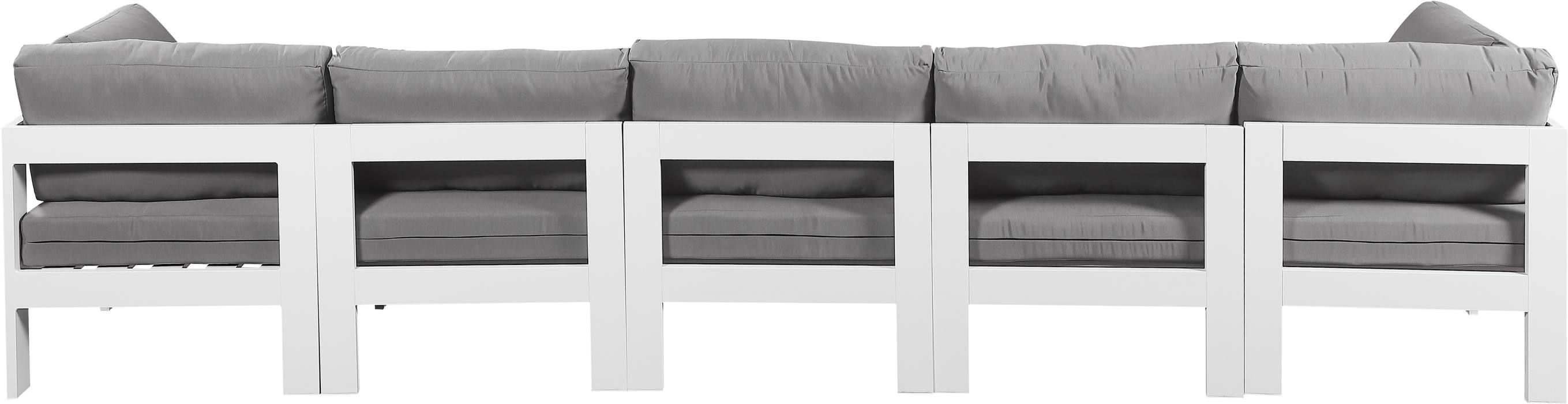 Meridian Furniture - Nizuc 150" Grey Water Resistant Fabric Upholstered 5pc. Outdoor Patio Sofa - 375Grey-S150A - GreatFurnitureDeal