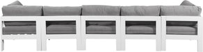 Meridian Furniture - Nizuc 150" Grey Water Resistant Fabric Upholstered 5pc. Outdoor Patio Sofa - 375Grey-S150A - GreatFurnitureDeal