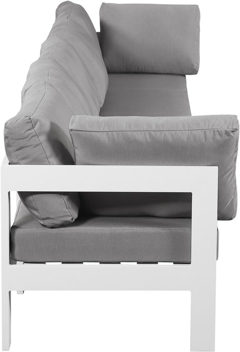 Meridian Furniture - Nizuc 150" Grey Water Resistant Fabric Upholstered 5pc. Outdoor Patio Sofa - 375Grey-S150A - GreatFurnitureDeal