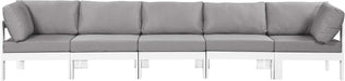 Meridian Furniture - Nizuc 150" Grey Water Resistant Fabric Upholstered 5pc. Outdoor Patio Sofa - 375Grey-S150A - GreatFurnitureDeal