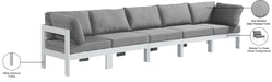 Meridian Furniture - Nizuc 150" Grey Water Resistant Fabric Upholstered 5pc. Outdoor Patio Sofa - 375Grey-S150A - GreatFurnitureDeal
