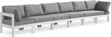 Meridian Furniture - Nizuc 180" Grey Water Resistant Fabric Upholstered 6pc. Outdoor Patio Sofa - 375Grey-S180A - GreatFurnitureDeal