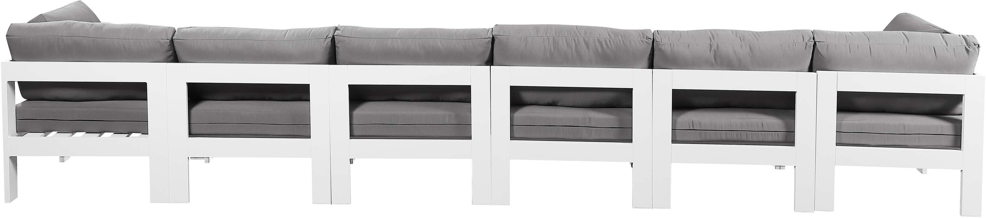 Meridian Furniture - Nizuc 180" Grey Water Resistant Fabric Upholstered 6pc. Outdoor Patio Sofa - 375Grey-S180A - GreatFurnitureDeal