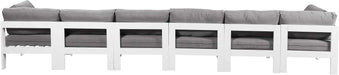 Meridian Furniture - Nizuc 180" Grey Water Resistant Fabric Upholstered 6pc. Outdoor Patio Sofa - 375Grey-S180A - GreatFurnitureDeal