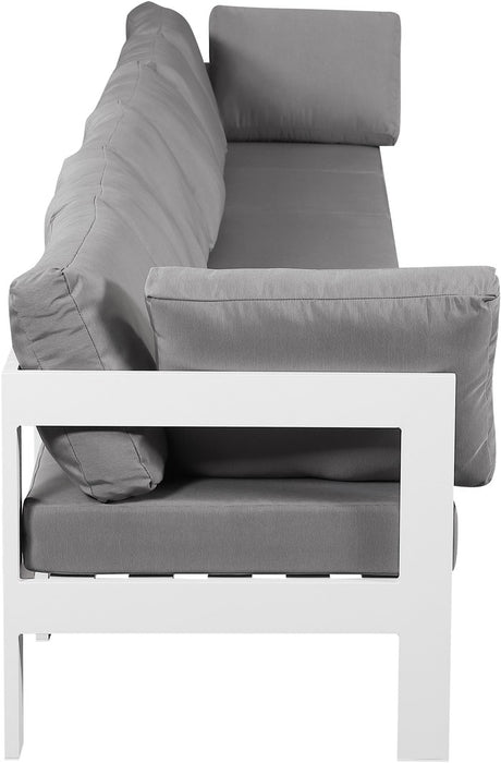 Meridian Furniture - Nizuc 180" Grey Water Resistant Fabric Upholstered 6pc. Outdoor Patio Sofa - 375Grey-S180A - GreatFurnitureDeal
