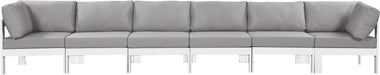 Meridian Furniture - Nizuc 180" Grey Water Resistant Fabric Upholstered 6pc. Outdoor Patio Sofa - 375Grey-S180A - GreatFurnitureDeal