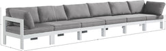 Meridian Furniture - Nizuc 180" Grey Water Resistant Fabric Upholstered 6pc. Outdoor Patio Sofa - 375Grey-S180A - GreatFurnitureDeal