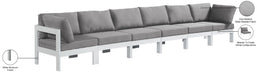 Meridian Furniture - Nizuc 180" Grey Water Resistant Fabric Upholstered 6pc. Outdoor Patio Sofa - 375Grey-S180A - GreatFurnitureDeal